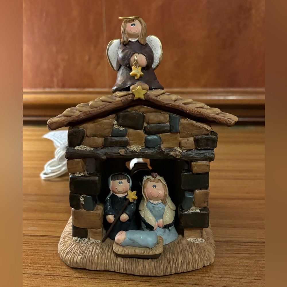 Vintage Cathy Guisewite CARTOON NATIVITY SCENE LIGHTED